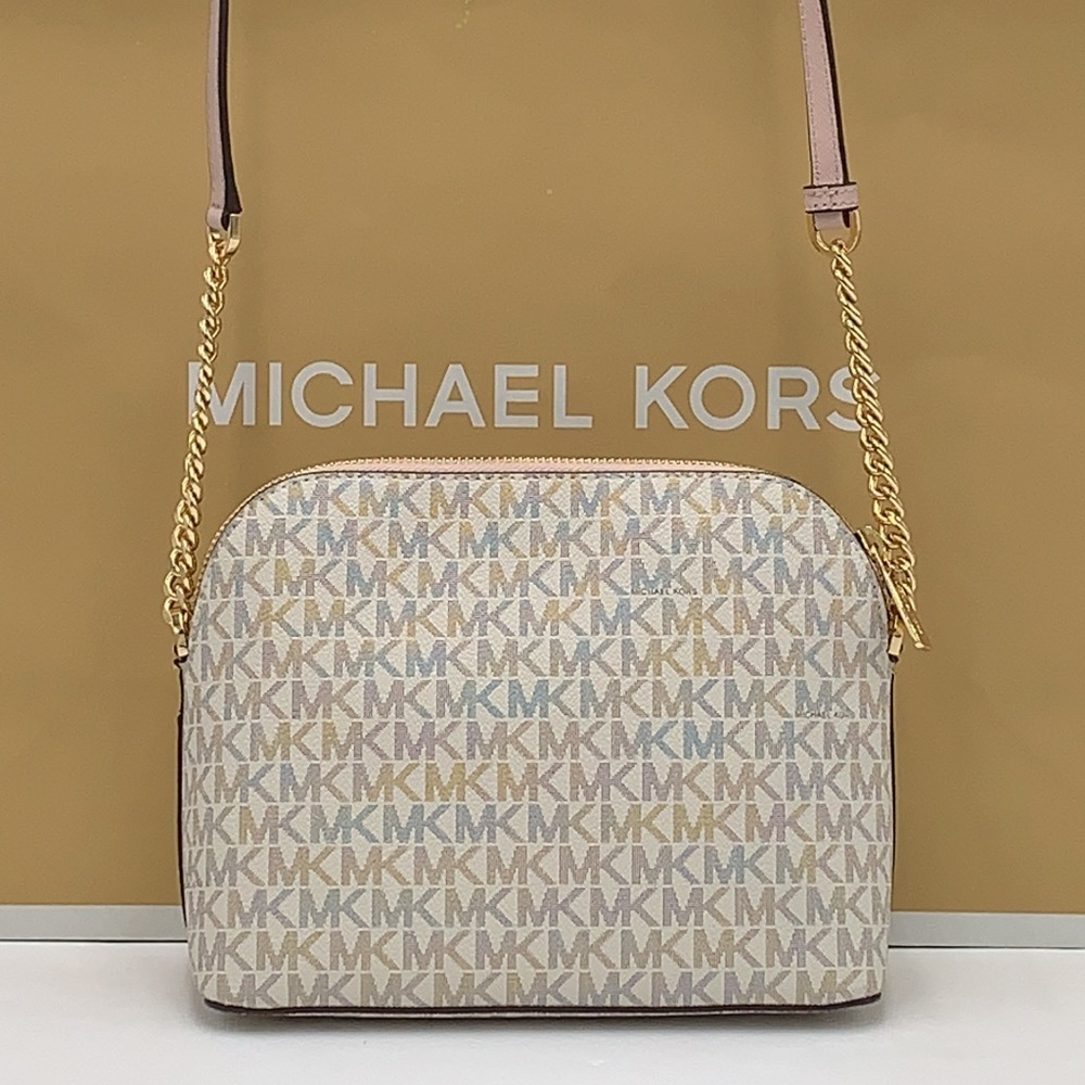Michael Kors Medium Dome Xcross Xbody Bag Vanilla/Powder Blush - Picture 5 of 16
